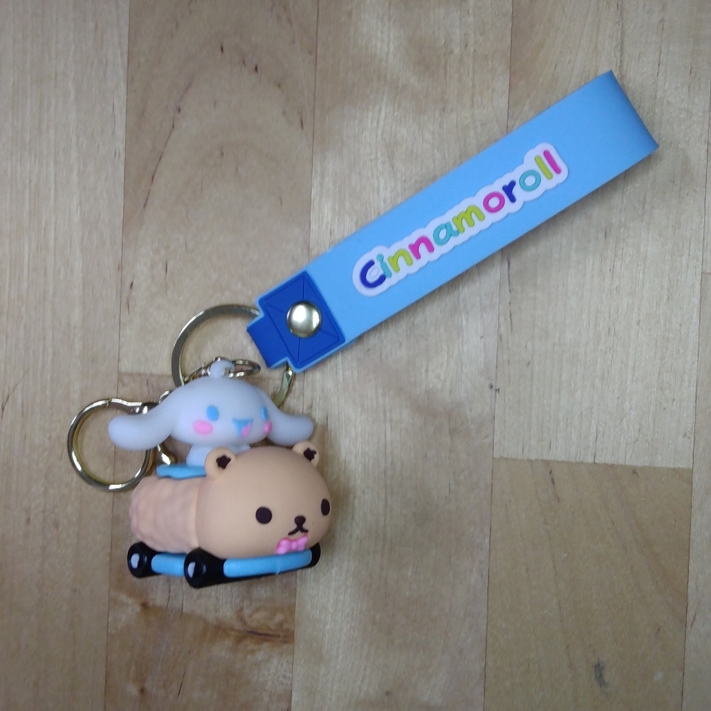Sanrio Cinnamoroll 💙 Teddy Bear Bumper Car Keychain Purse Backpack Charm 3D